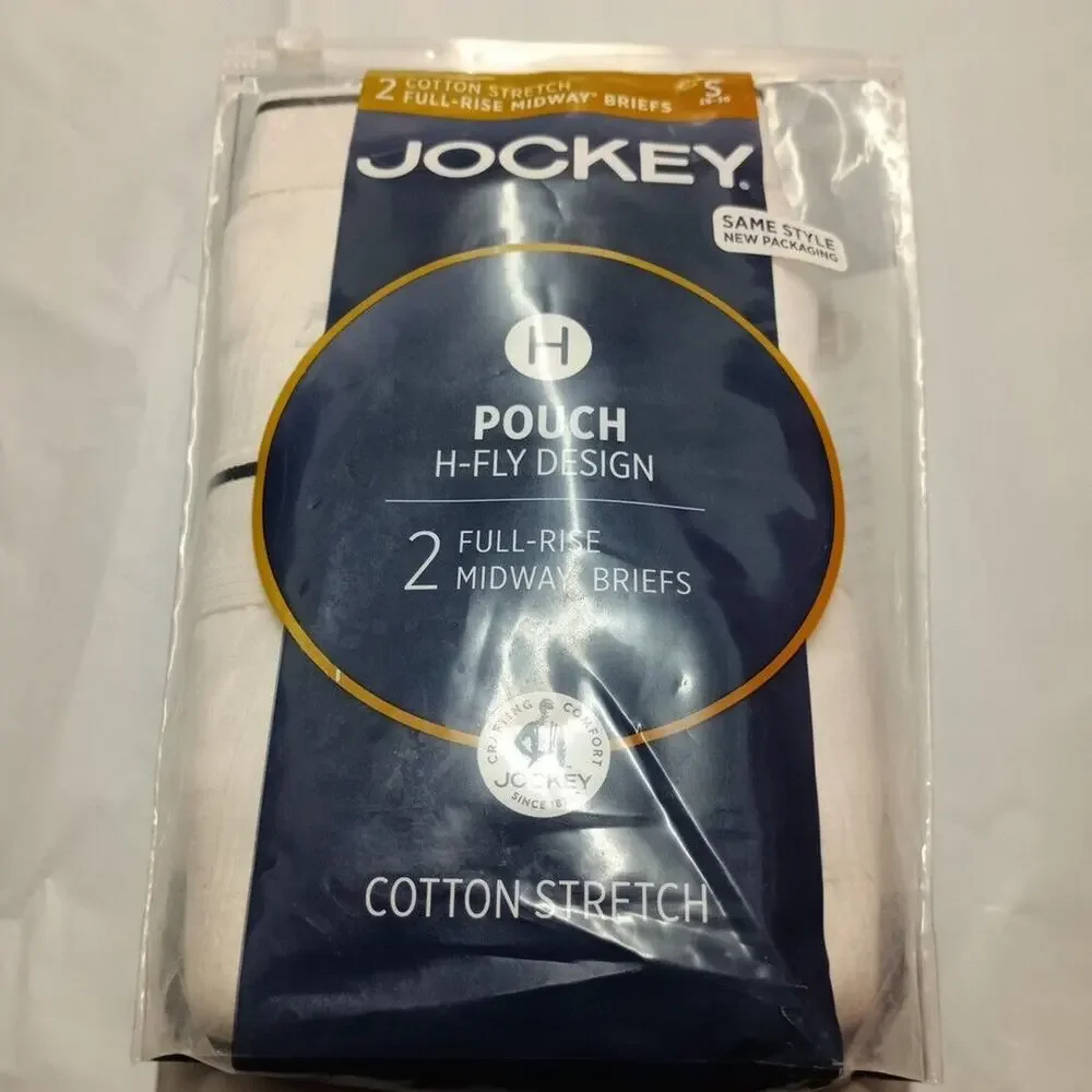 Jockey Men's Pouch 2 Midway Briefs H Fly Design Classic White Size‎ S (28-30)
